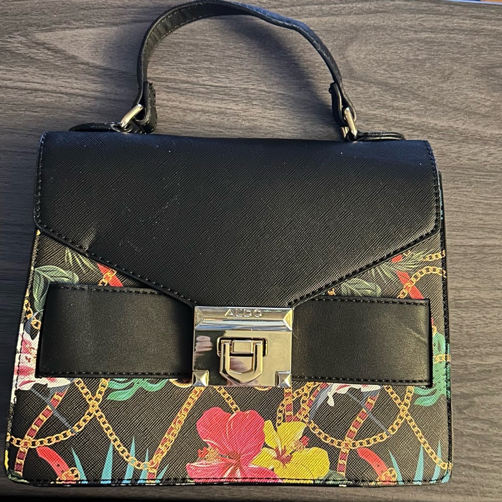 Aldo Black Floral Satchel